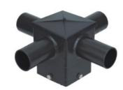 4" 90° Quad Square Horizontal Tenon